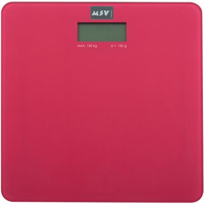 MSV Personen weegschaal - fuchsia roze - glas - 30 x 30 cm - digitaal