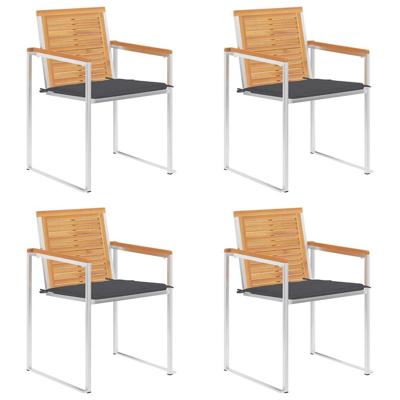 Tuinstoelen 4 st met kussens massief teakhout