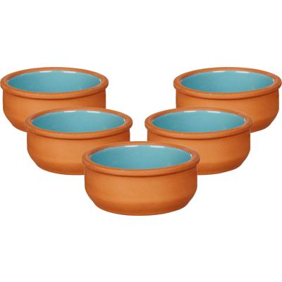 Tapas/creme brulee serveer schaaltjes - 18x - mini - terracotta/blauw - 8 x 4 cm