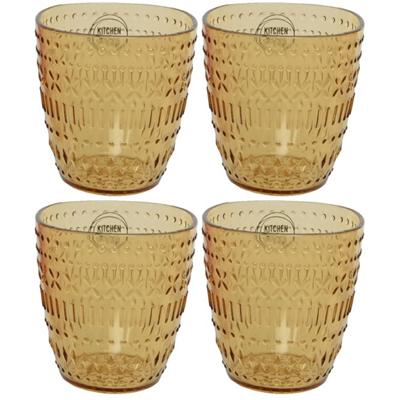 Decoris drinkbekers - Set van 6x stuks - kunststof - geel - 200 ml