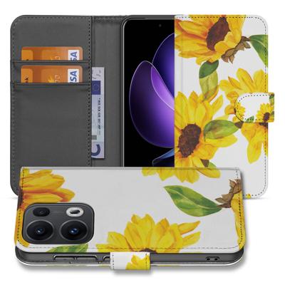 OPPO Reno 13 Pro | Book Case | 'Zonnebloemen' - Stijlvol Hoesje met Pasjeshoude OPPO Reno 13 Pro | Book Case | 'Zonnebloemen' - Stijlvol Hoesje met Pasjeshoude