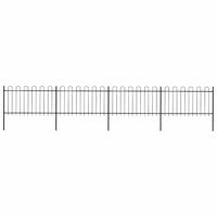 Tuinhek met ringtop staal 714,5x100 cm zwart