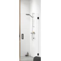 swingdeur (voor plaatsing tussen 2 muren) 1000 breed 2000 hoog mat zwart helder glas + antikalk