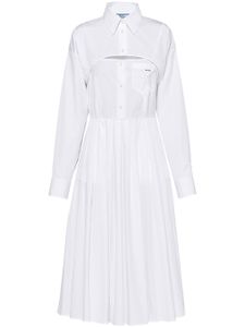 Prada robe-chemise en popeline à empiècement plissé - Blanc