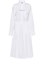 Prada robe-chemise en popeline à empiècement plissé - Blanc - thumbnail