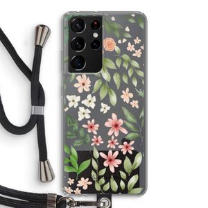 Botanical sweet flower heaven: Samsung Galaxy S21 Ultra Transparant Hoesje met koord