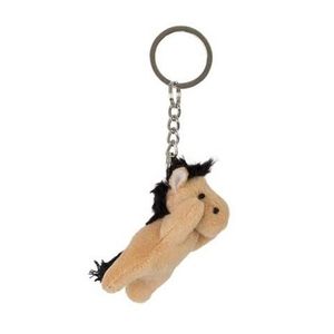 Pluche lichtbruin paarden knuffel sleutelhanger 6 cm