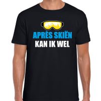Apres ski t-shirt Apres skieen kan ik wel zwart heren - Wintersport shirt - Foute apres ski outfit