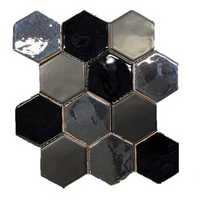 Terre d'Azur Hexagonale Mosaic wandtegel 28x30cm zwart - thumbnail