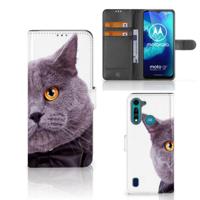 Motorola G8 Power Lite | Telefoonhoesje | Met pasjeshouder | Kat