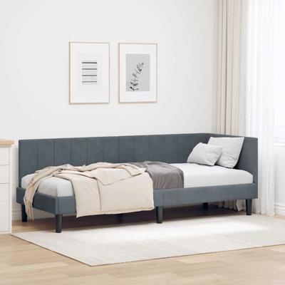Hoekbedframe met hoofdeinde Donkergrijs 80 x 200 cm Fluweel