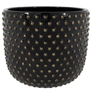 Ter Steege Plantenpot Luxery Spike - keramiek - zwart - 15x13 cm