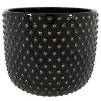 Ter Steege Plantenpot Luxery Spike - keramiek - zwart - 15x13 cm