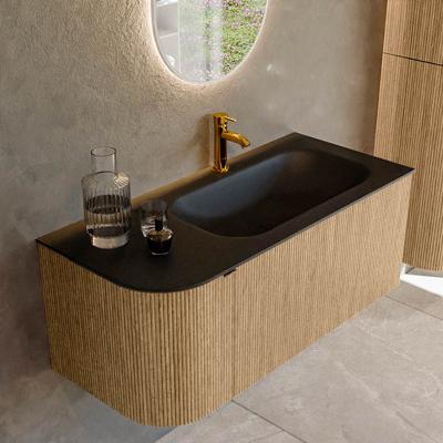 Badmeubel Mondiaz Kurve | 105 cm | Meubelkleur Oak | Wastafelkleur Urban | Rechts spoelbak | 1 kraangat