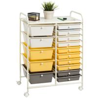 Badkamer Trolley Mobiele Opslag Trolley met 15 Laden Kleurrijk/Geel 62,5 x 37 x 87 cm-Geel