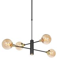 Steinhauer Design hanglampConstellation zwart met amber glas - 3805ME
