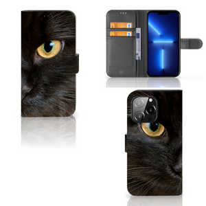 iPhone 13 Pro Telefoonhoesje met Pasjes Zwarte Kat