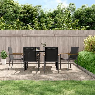 Tuinstoelen 6 st 55x61,5x90 cm textileen en staal zwart