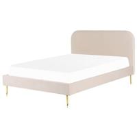 Beliani - FLAYAT - Tweepersoonsbed - Beige - 160 x 200 cm - Fluweel