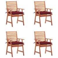 Tuinstoelen 4 st met kussens massief acaciahout
