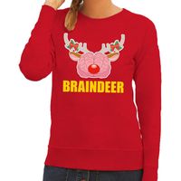 Foute kersttrui braindeer rood voor dames