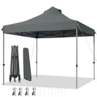 3 x 3 m Paviljoen Vouwpaviljoen Waterdicht Winterbestendig UV-Bescherming 50+ in Hoogte Verstelbaar Tuinpaviljoen voor Tuin Feest Grijs