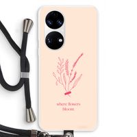Where flowers bloom: Huawei P50 Transparant Hoesje met koord