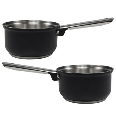 Svenska Living Steelpan - 2x - D16 cm - zwart - RVS - 1L - sauspan/juspan - alle warmtebronnen