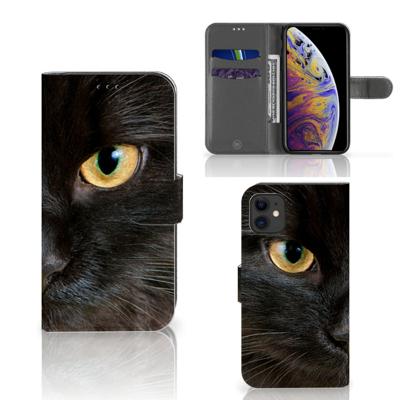 Apple iPhone 11 | Telefoonhoesje | Met pasjeshouder | Zwarte Kat