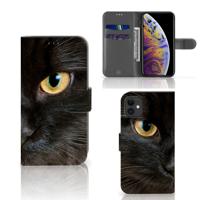 Apple iPhone 11 | Telefoonhoesje | Met pasjeshouder | Zwarte Kat