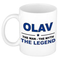 Naam cadeau mok/ beker Olav The man, The myth the legend 300 ml - Naam mokken - thumbnail