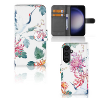 Samsung Galaxy S24 Telefoonhoesje met Pasjes Bird Flowers - thumbnail
