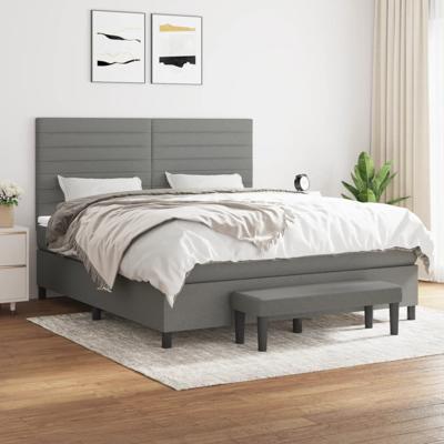 Boxspring met matras stof donkergrijs 160x200 cm