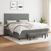 Boxspring met matras stof donkergrijs 160x200 cm