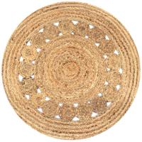 VidaXL Tapijt met ontwerp rond 90 cm gevlochten jute
