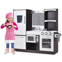 Kinderkeuken met Koelkast Houten Speelkeuken Incl. Speelaccessoires voor Kinderen Vanaf 3 Jaar Bruin 97 x 30 x 95cm