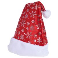 Kerstmuts - rood - sneeuwvlokken - volwassenen - 30 x 42 cm?- kerstaccessoires