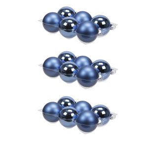 18x stuks glazen kerstballen blauw (basic) 8 cm mat/glans