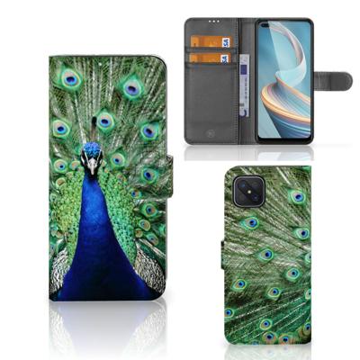 OPPO Reno4 Z | Telefoonhoesje | Met pasjeshouder | Pauw