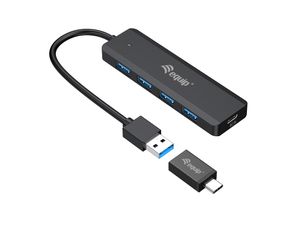 Equip 4-Port-USB-3.2 Gen 1-Hub und Adapter für USB-C USB-C (USB 3.2 Gen 2) multiport hub 5 poorten Zwart