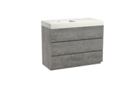 Storke Edge staand badmeubel 110 x 52 cm beton donkergrijs met Mata High asymmetrisch linkse wastafel in solid surface mat wit - thumbnail