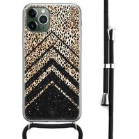 iPhone 11 Pro hoesje met koord - Crossbody - Chevron luipaard
