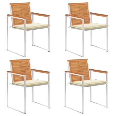 Tuinstoelen 4 st met kussens massief acaciahout