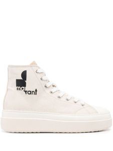 ISABEL MARANT Austen logo-print sneakers - Tons neutres