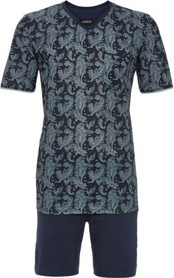 Blauwe heren shortama paisley