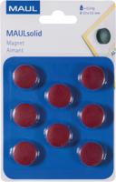 MAUL magneet Solid, 20 mm, trekkracht 300 gr, blister van 8 stuks, rood