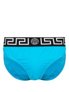 Versace slip de bain à logo imprimé - Bleu