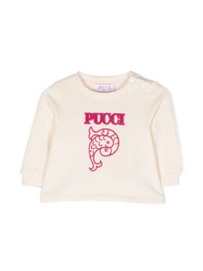 PUCCI Junior sweat en coton à patch logo - Tons neutres