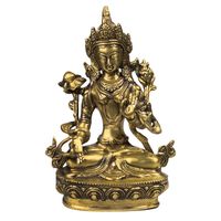 Tara Boeddha Beeld Witte Tare Bronskleurig - 20 cm - thumbnail