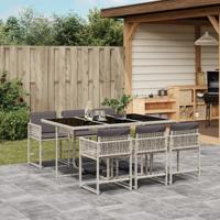 7-delige Tuinset met kussens poly rattan grijs